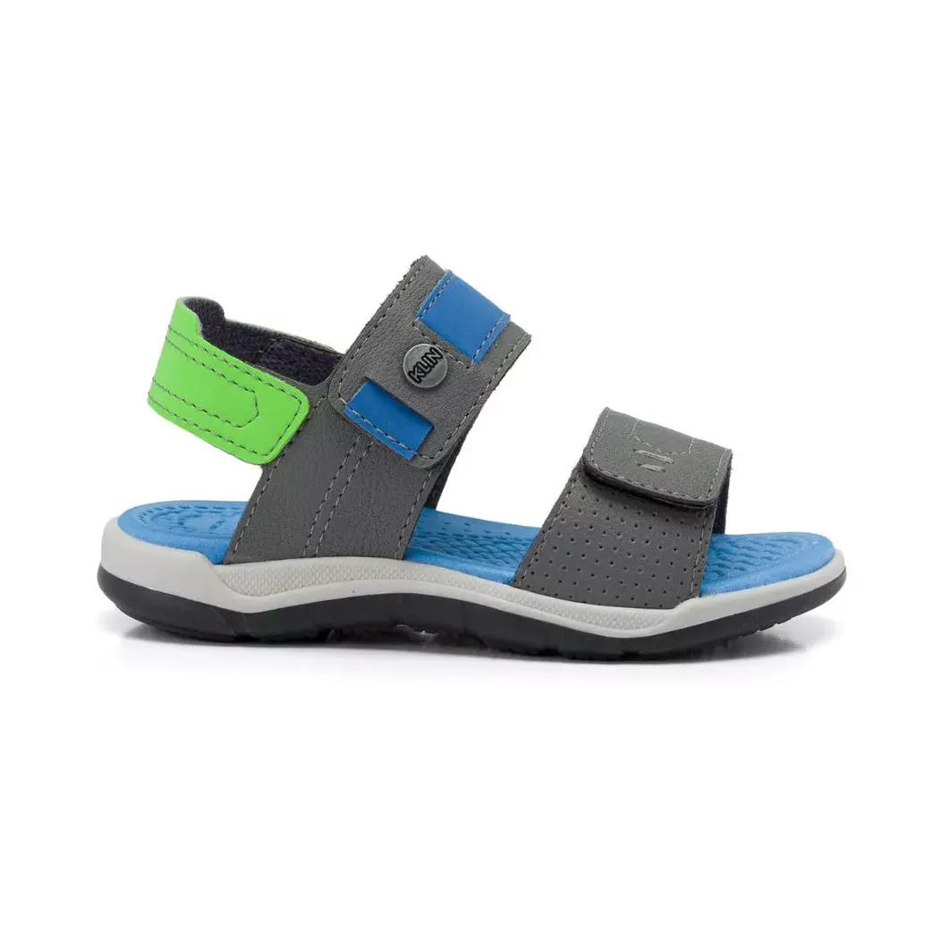 Papete infantil Klin casual na cor grafite com detalhes em ciano e verde cítrico, vista frontal